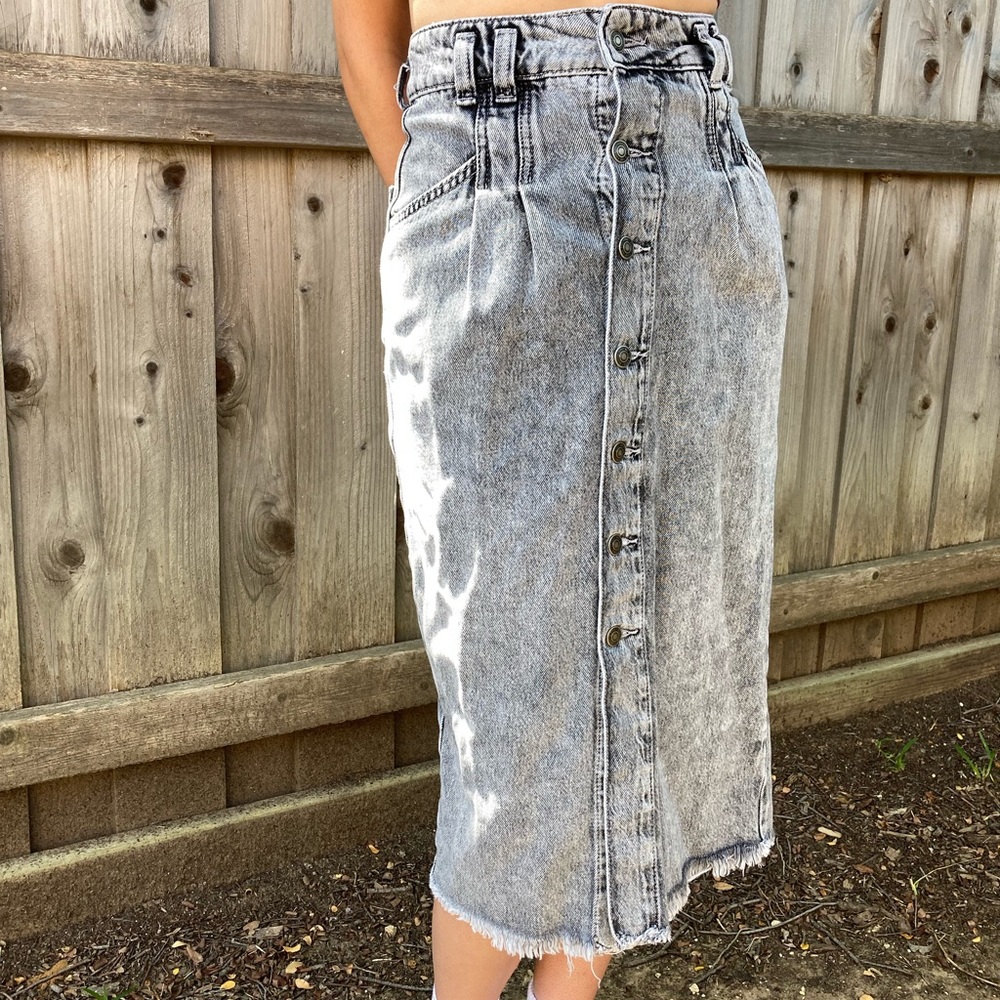 Trendy Acid Washed High Wasted Jean Skirt